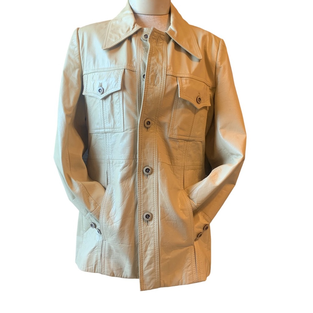 Beautiful Vintage 70s Condor Cream Leather Jacket in Excellent Condition Sz 40